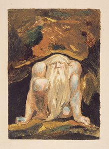 Un homme nu avec une longue barbe agenouillé avec un genou levé et les deux mains sur le sol, planche 8 de 